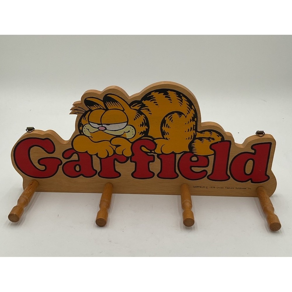 Vintage 1978 Garfield Jim Davis Wooden Rack By Enesco Excellent Shape Very Clean